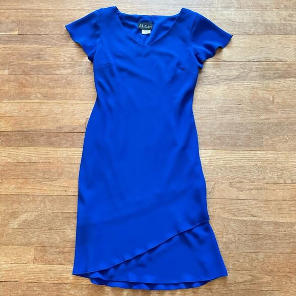 S.L. Fashion blue short sleeve midi dress size 10 b8 - Picture 1 of 3